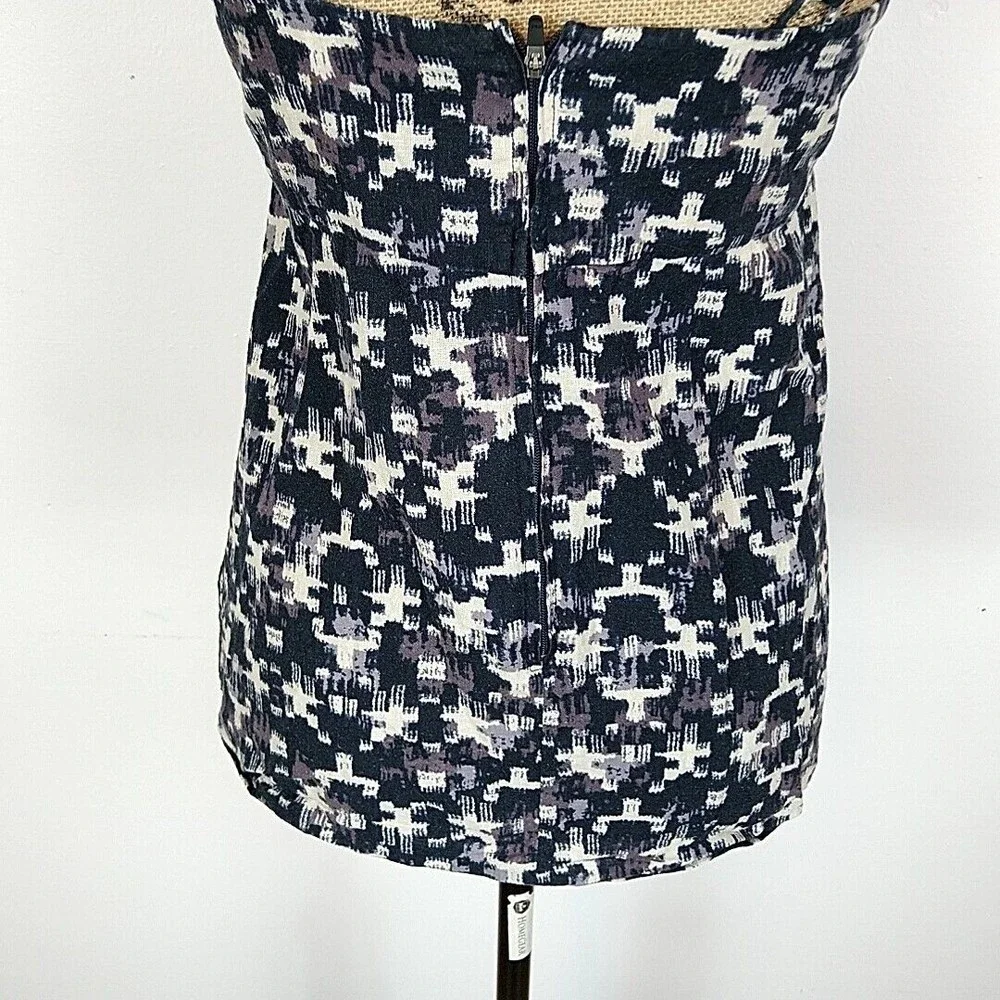 Patagonia Womens sz 4 Tank Top Black White Printed Zip Back Hemp Blend - Picture 7 of 8
